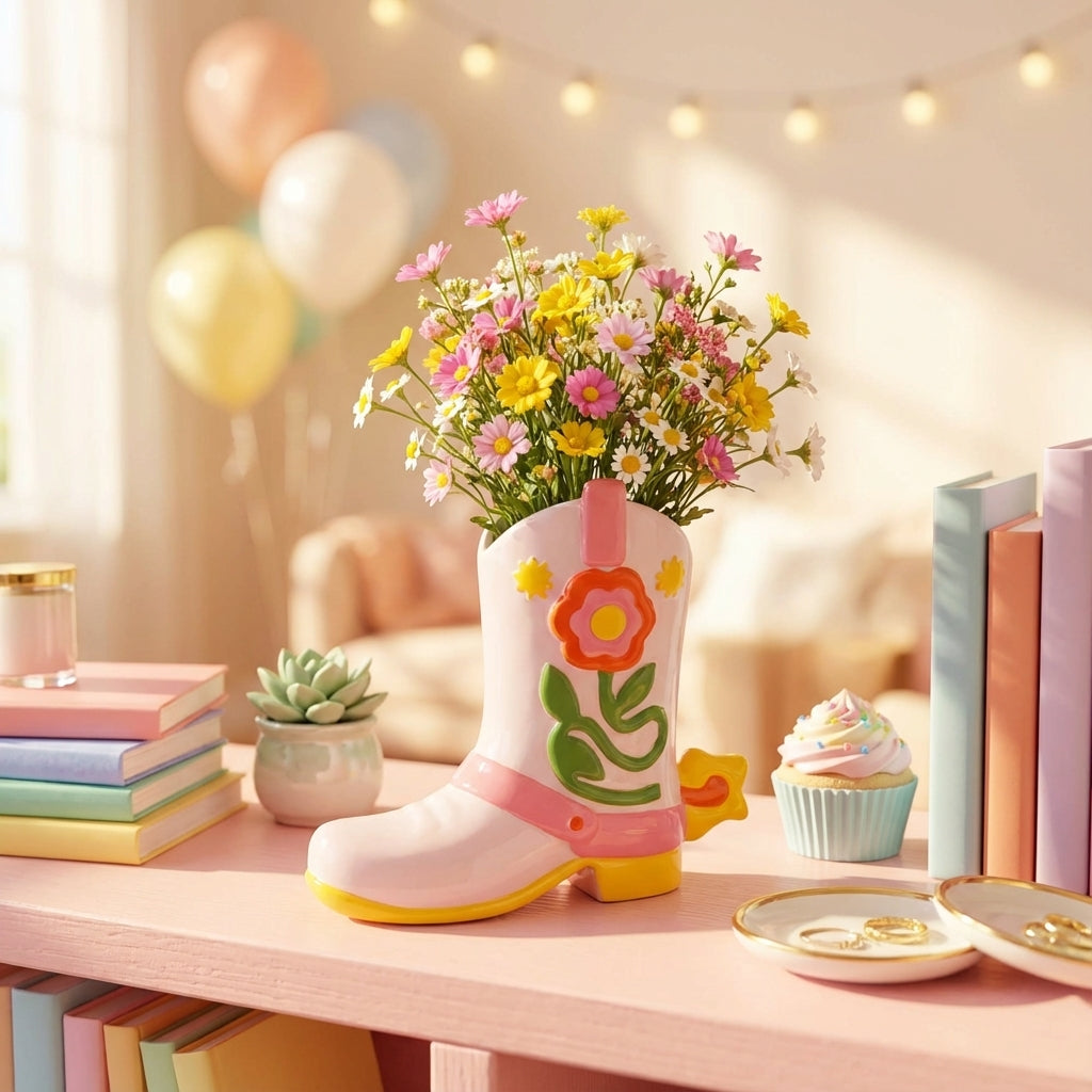 Vase botte cowboy colorée – La déco qui a du panache
