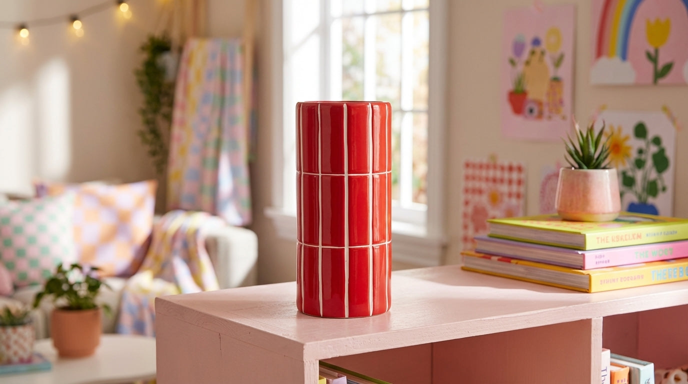 Vase carrelage rouge – Vibes 70’s