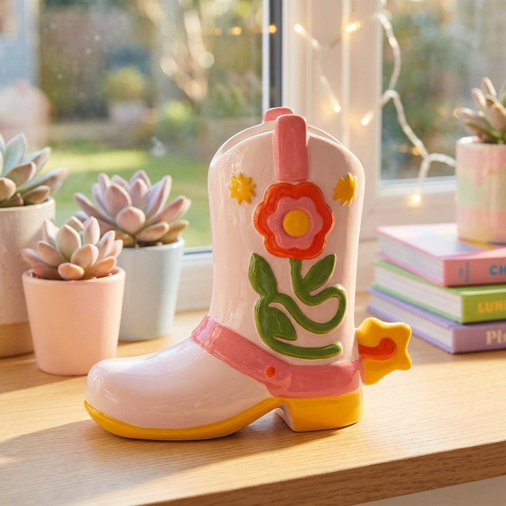Vase botte cowboy colorée – La déco qui a du panache