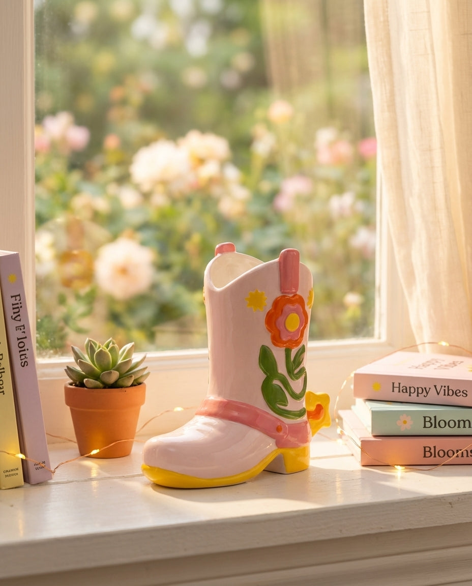 Vase botte cowboy colorée – La déco qui a du panache