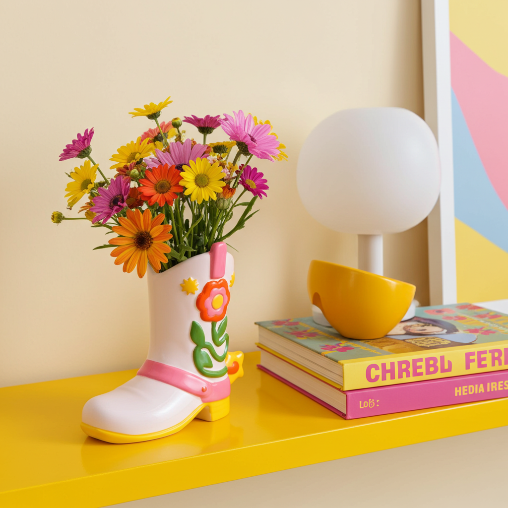 Vase botte cowboy colorée – La déco qui a du panache