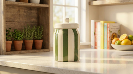 Pot rayé vert et blanc – Le garde-manger stylé