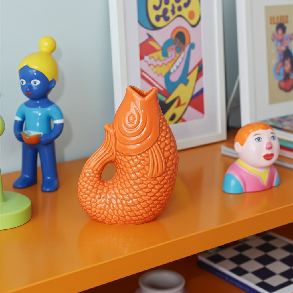 Vase poisson orange - Déco Vintage