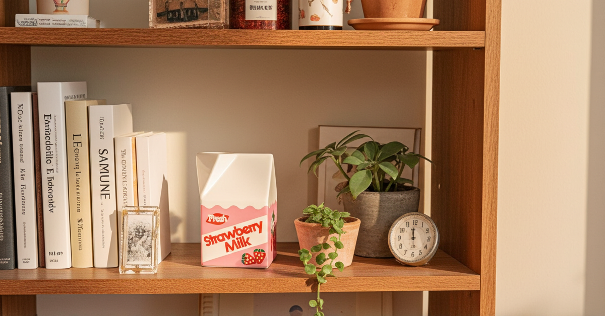 Vase brique de lait fraise – Le clin d’œil pop qui fait sourire