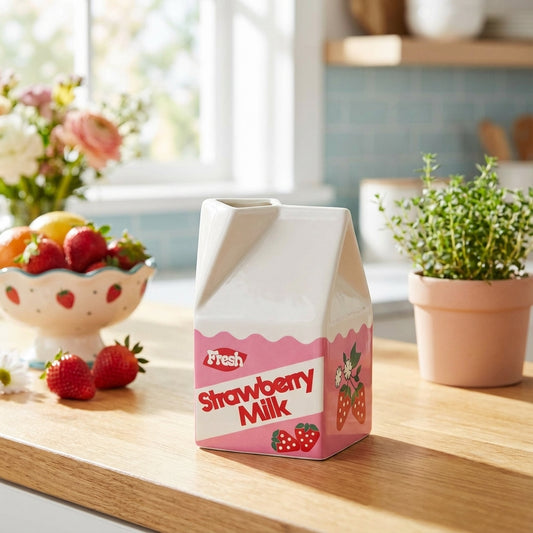 Vase brique de lait fraise – Le clin d’œil pop qui fait sourire