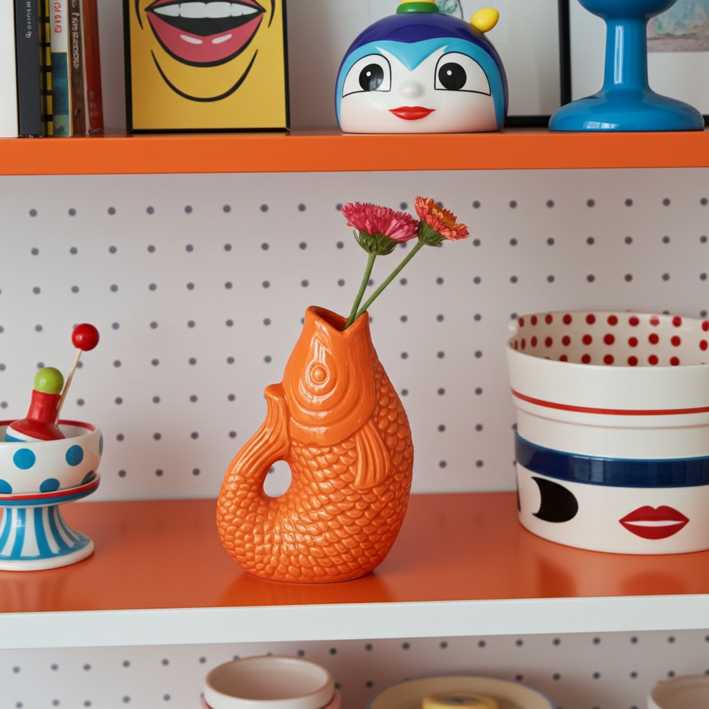 Vase poisson orange - Déco Vintage