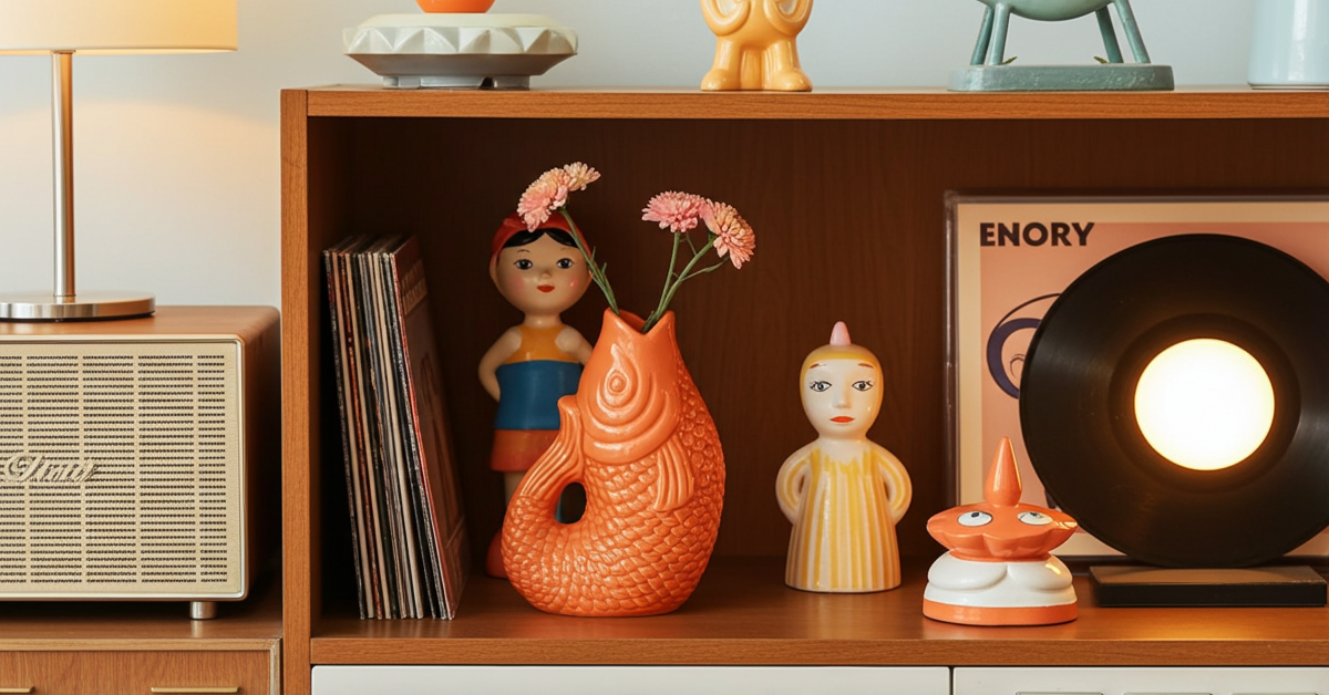 Vase poisson orange - Déco Vintage