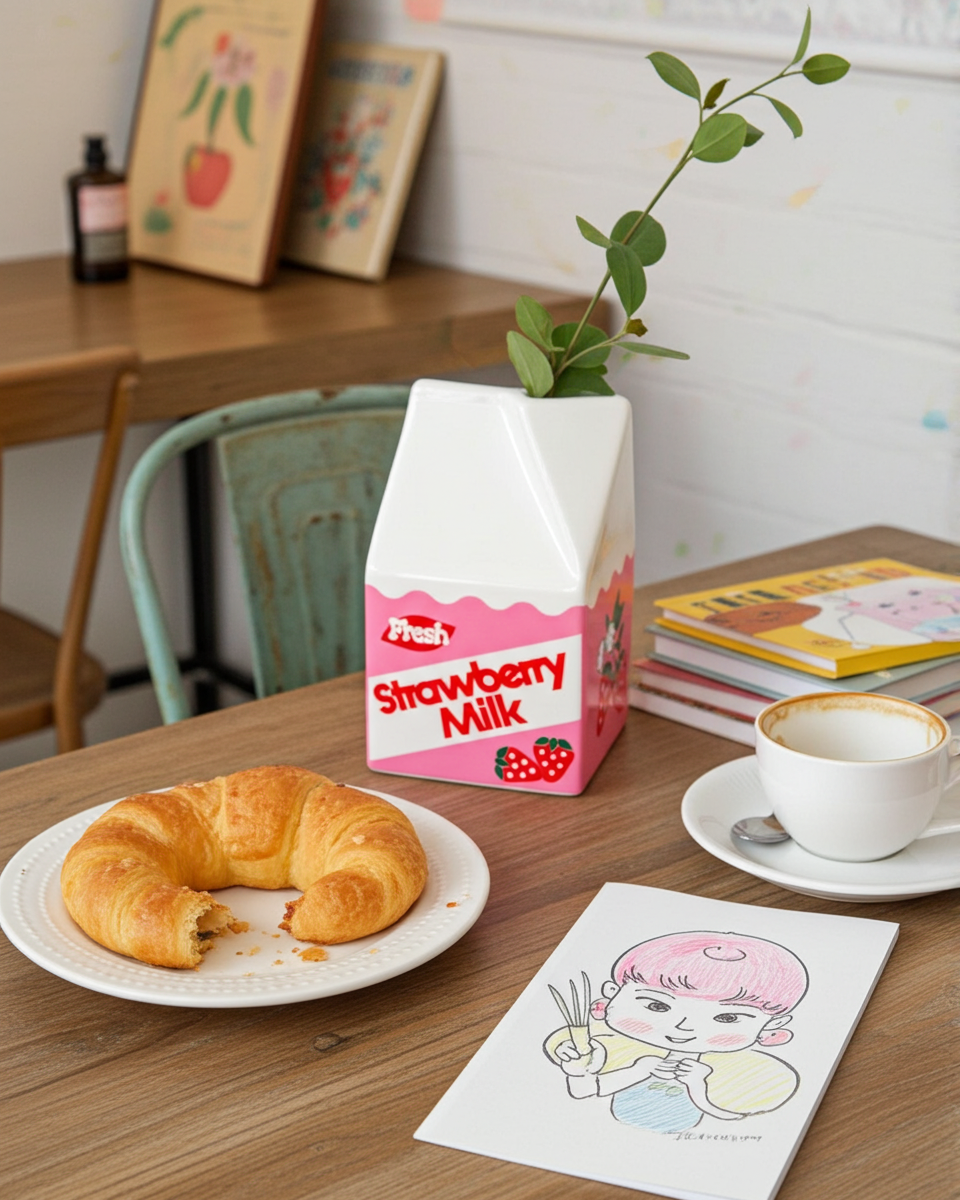 Vase brique de lait fraise – Le clin d’œil pop qui fait sourire