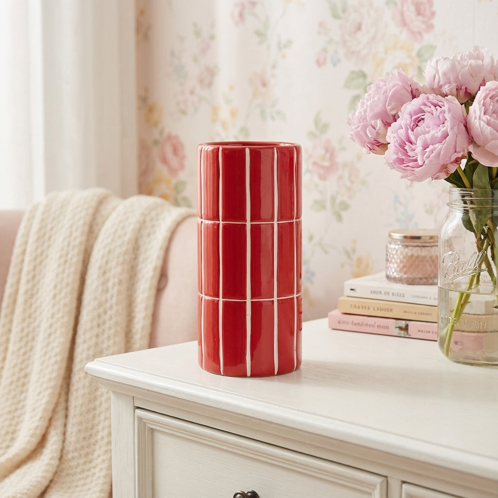 Vase carrelage rouge – Vibes 70’s