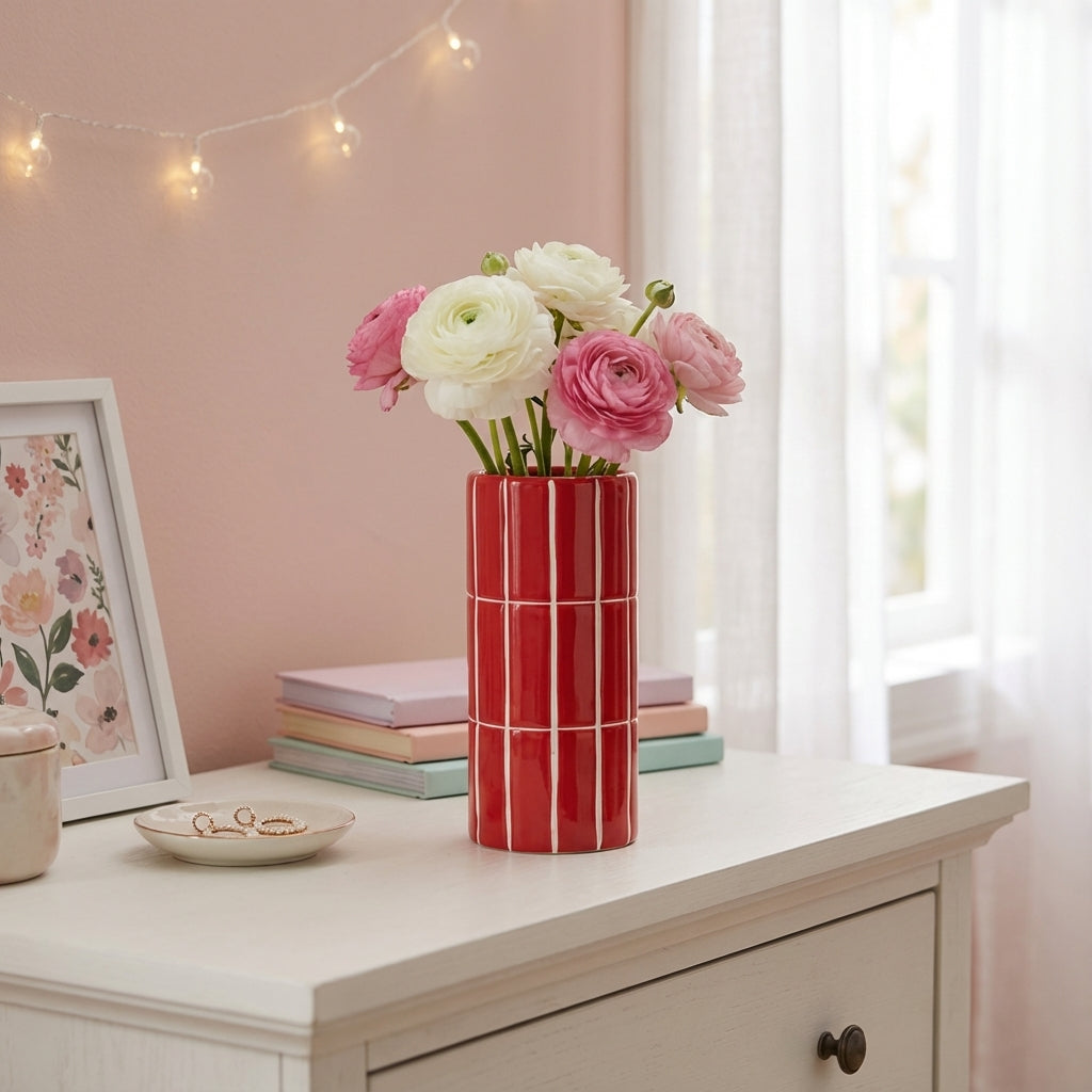 Vase carrelage rouge – Vibes 70’s