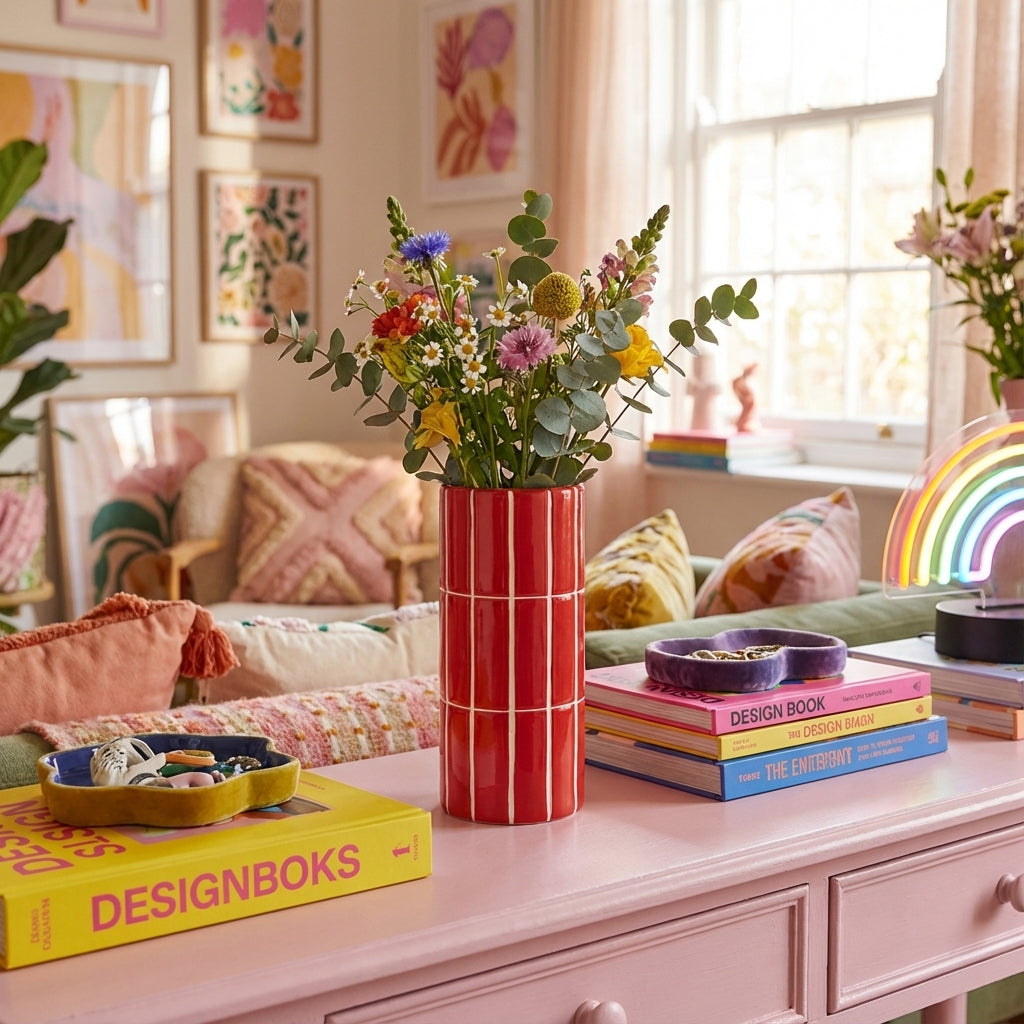 Vase carrelage rouge – Vibes 70’s