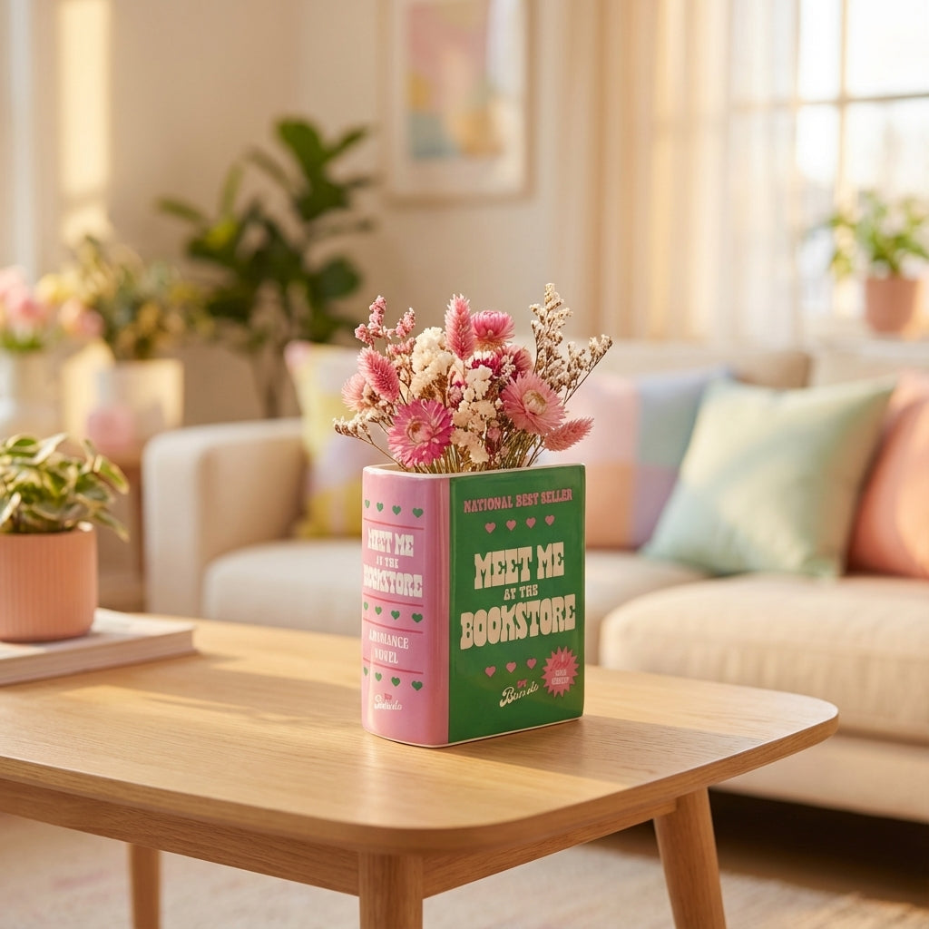 Vase Livre “Meet Me at the Bookstore” – Déco Fun & Romantique