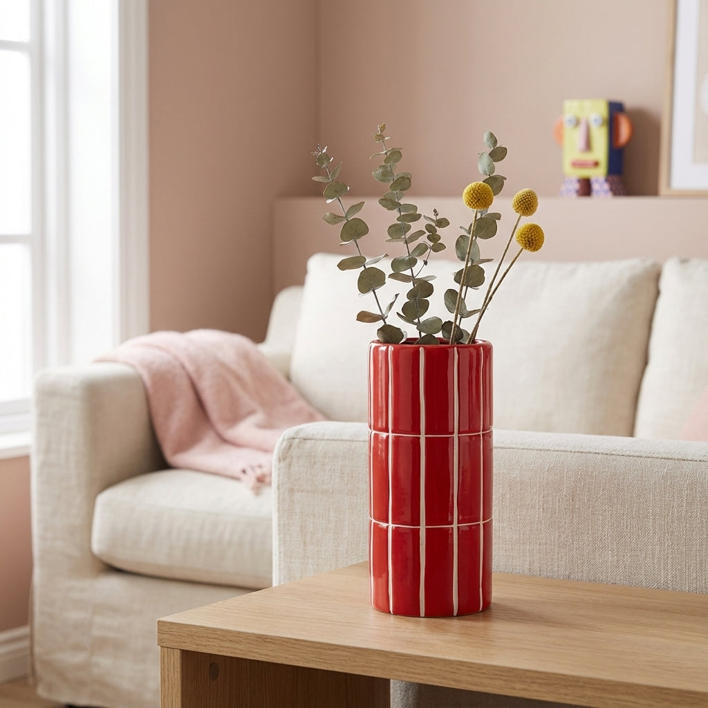 Vase carrelage rouge – Vibes 70’s