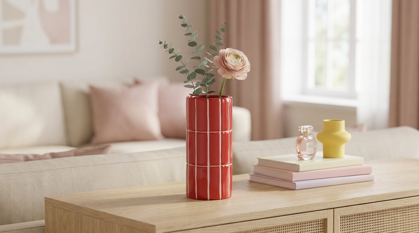 Vase carrelage rouge – Vibes 70’s