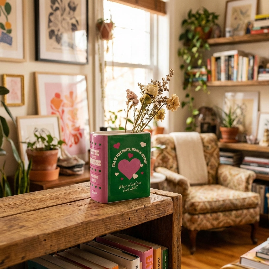 Vase Livre “Meet Me at the Bookstore” – Déco Fun & Romantique