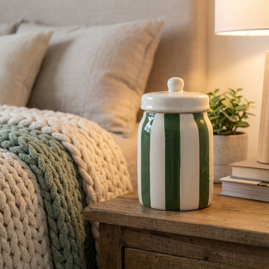 Pot rayé vert et blanc – Le garde-manger stylé