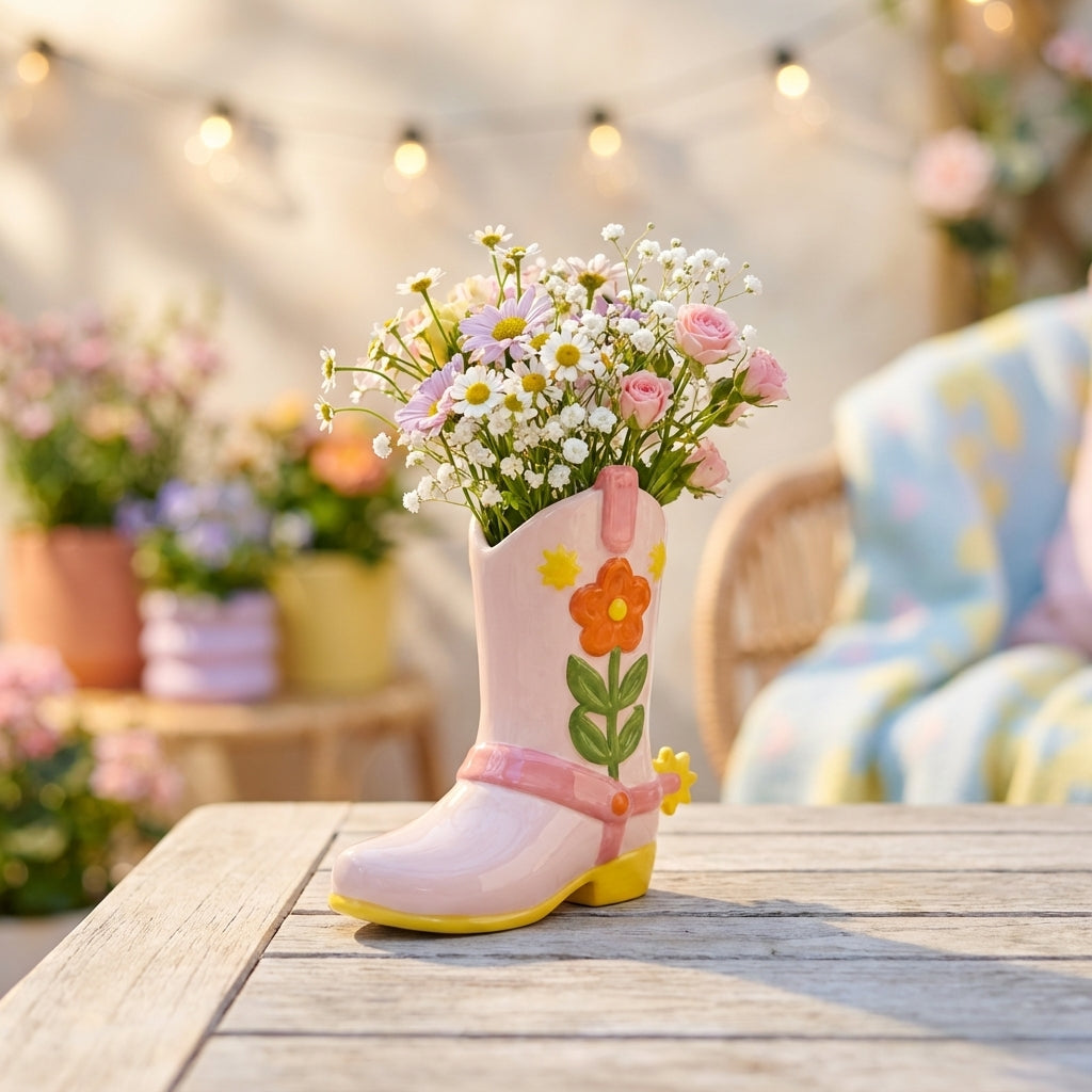 Vase botte cowboy colorée – La déco qui a du panache