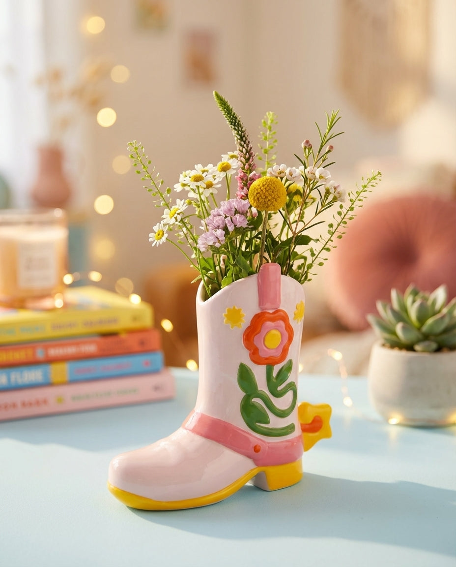 Vase botte cowboy colorée – La déco qui a du panache