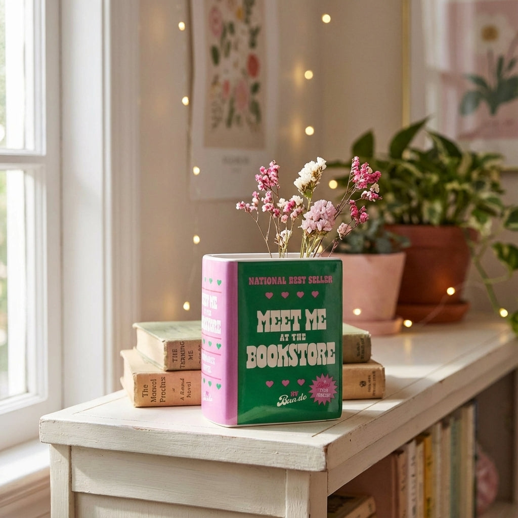 Vase Livre “Meet Me at the Bookstore” – Déco Fun & Romantique