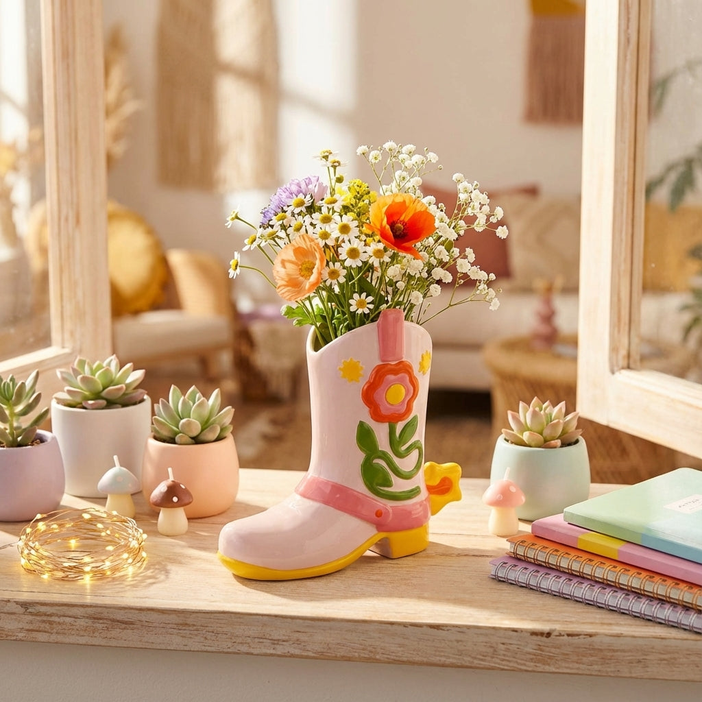 Vase botte cowboy colorée – La déco qui a du panache