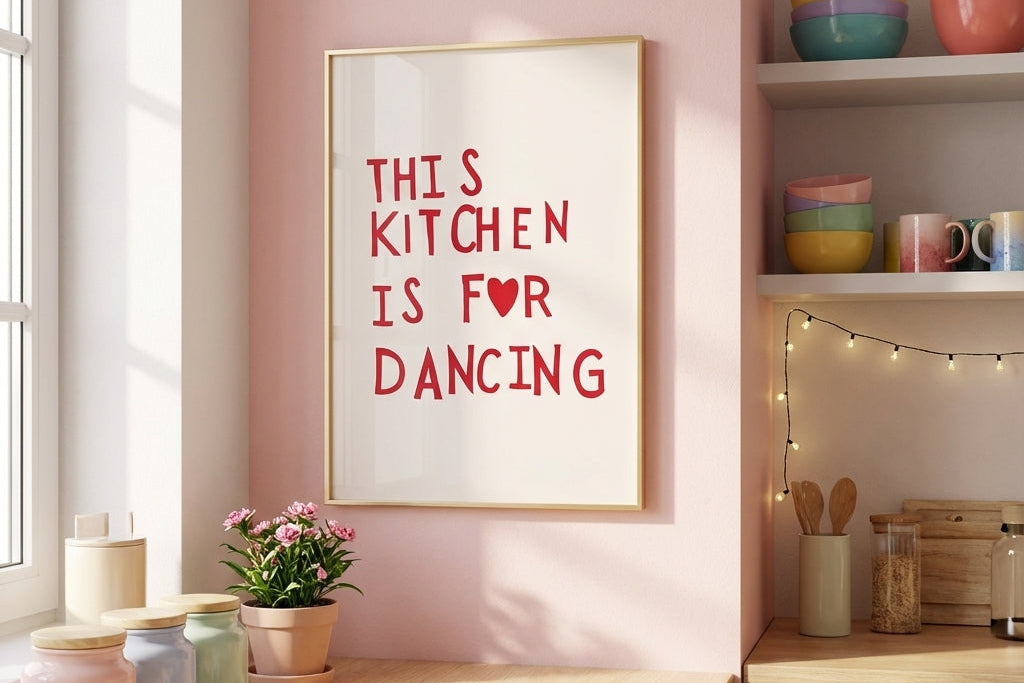 Affiche "This Kitchen is for Dancing" – Ambiance festive