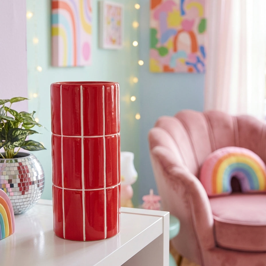 Vase carrelage rouge – Vibes 70’s