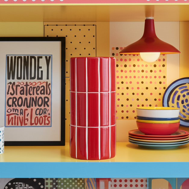 Vase carrelage rouge – Vibes 70’s